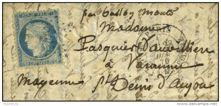 Etoile 3 / N° 37 Càd PARIS / PL. DE LA MADELEINE 23 DEC. 70 Sur Lettre Pour St Denis D'Anjou (zone... - Oorlog 1870