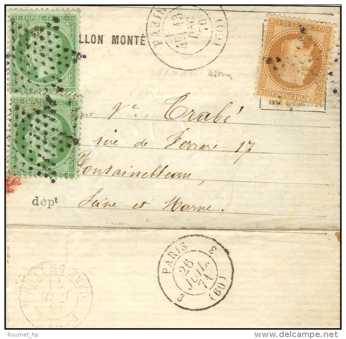 Etoile / N° 20 (2) + N° 28 Càd PARIS (60) 13 DEC. 1870 Sur Lettre PAR BALLON MONTE Pour... - Oorlog 1870