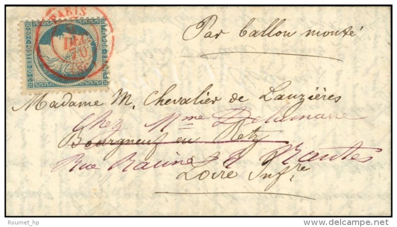 Càd Rouge PARIS (SC) 9 DEC. 70 / N° 37 Sur Lettre Pour Bourgneuf En Retz,... - Oorlog 1870