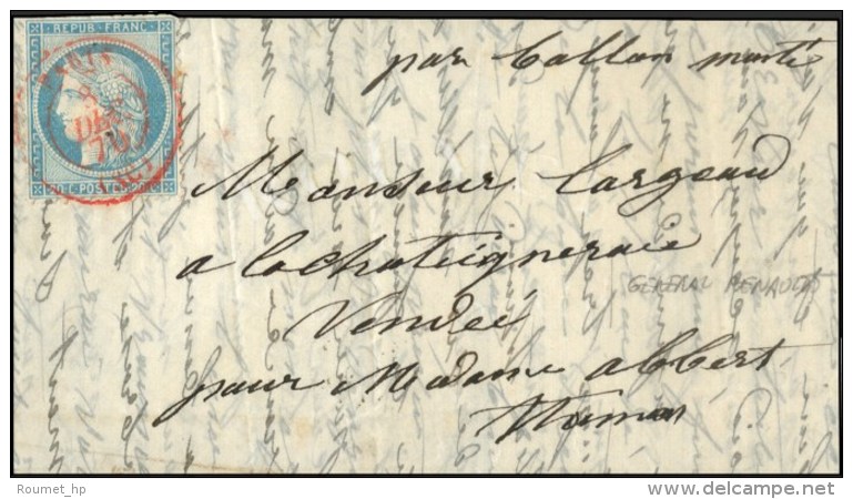 Càd Rouge PARIS (SC) 8 DEC. 70 / N° 37 Sur Lettre Pour La Chataigneraie. Càd D'arrivée 22... - Oorlog 1870