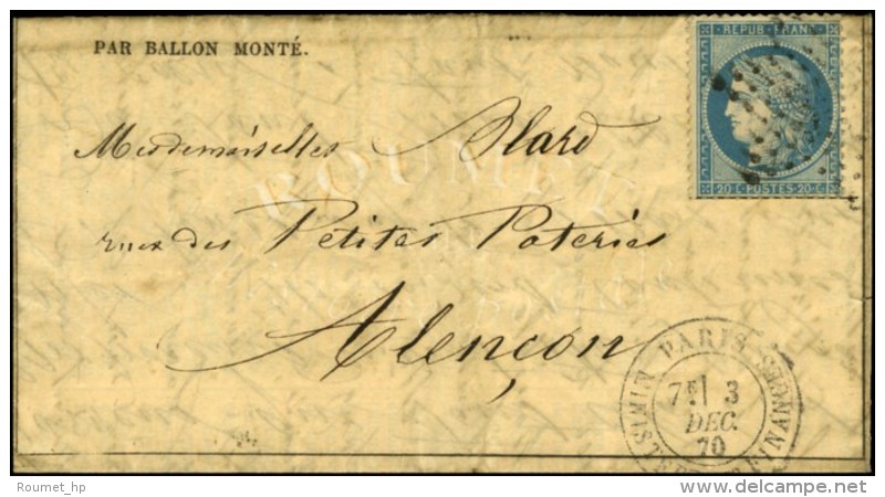 Etoile 35 / N° 37 Càd PARIS / MINISTERE DES FINANCES 3 DEC. 70 Sur Gazette N° 13 Pour Alençon... - Guerra Del 1870