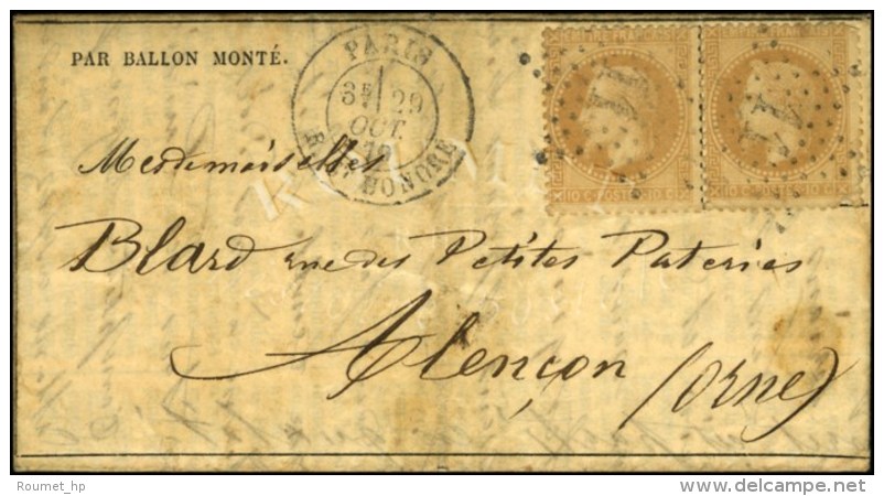Etoile 11 / N° 28 (2) Càd PARIS / R. ST HONORE 29 OCT. 70 Sur Gazette N° 2 Pour Alençon... - Guerra Del 1870