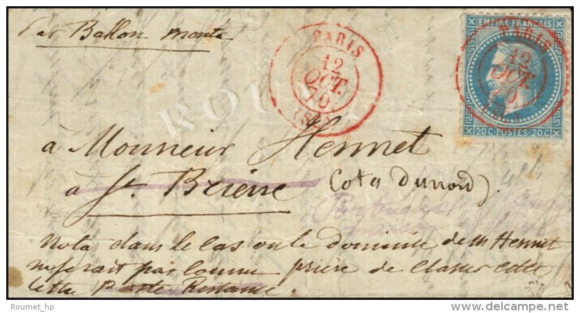 Càd Rouge PARIS SC 12 OCT. 70 / N° 29 (cachet Répété à Côté)... - Oorlog 1870