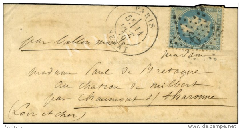 Etoile 6 / N° 29 (léger Pli) Càd PARIS / SÉNAT 11 OCT. 70 Sur Lettre Pour... - Oorlog 1870