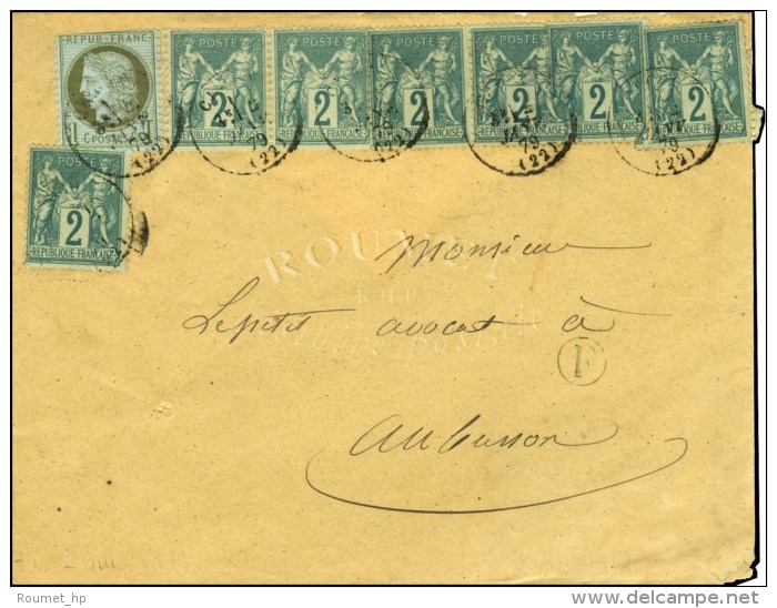 Càd T 16 CROCQ / N° 50 + 74 (7) Sur Lettre Pour Aubusson. 1879. - TB / SUP. - R. - 1876-1878 Sage (Type I)