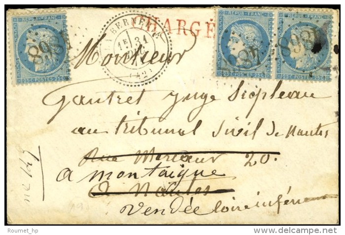 GC 4868 / N° 60 (3) Càd T 24 LA BERNERIE (42) Sur Lettre Chargée. 1872. Rare Association. - TB /... - 1871-1875 Cérès