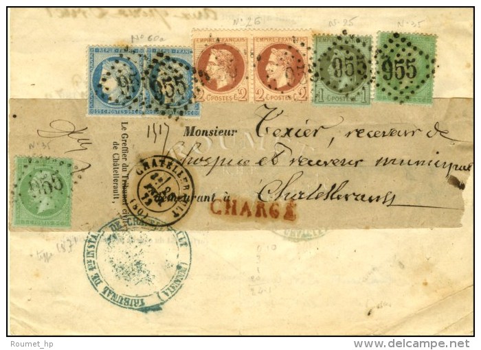 GC 955 / N° 25 + 26 Paire + 35 (2) + 60 (2) Càd T 17 CHATELLERAULT (80) Sur Lettre (incomplète)... - 1863-1870 Napoleon III Gelauwerd