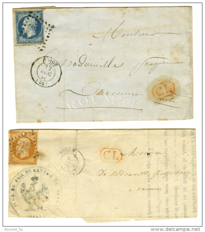 PC 2306 / N° 14 Càd T 15 NOYON (58) Sur Lettre Avec Texte En Double Port Local Pour Varesnes. A... - 1853-1860 Napoleon III