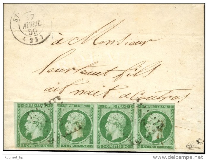 PC 2996 / N° 12 Bande De 4 Càd T 15 ST AULAYE (23). 1859. - TB. - R. - 1853-1860 Napoleon III