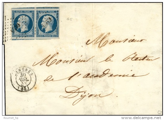 PC 1639 / N° 10 Paire (superbes Marges) Càd T 15 LANGRES (50). 1853. - TB / SUP. - R. - 1852 Louis-Napoleon