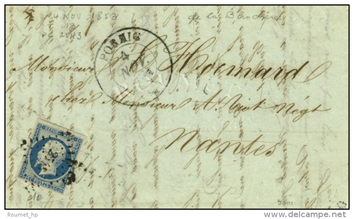 PC 2543 / N° 10 Càd T 13 PORNIC (42) Sur Lettre Avec Texte Daté De La Birochère. 1853. -... - 1852 Louis-Napoleon