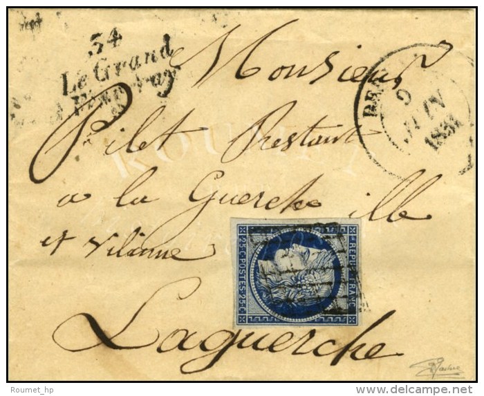 Grille / N° 4 Càd T 14 DERVAL (42), Cursive 34 / Le Grand / Fougeray Sur Lettre Avec Texte Pour... - 1849-1850 Cérès