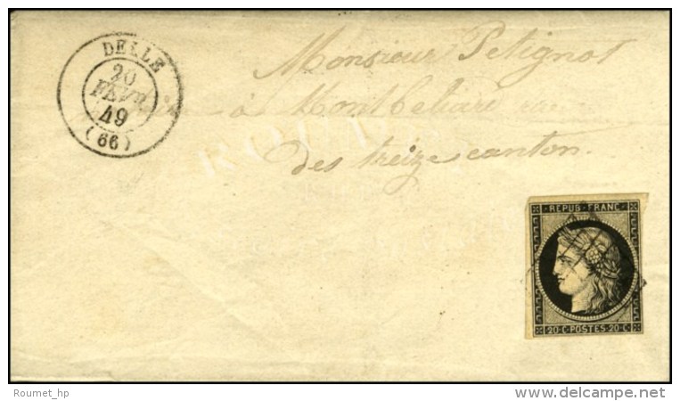 Grille / N° 3 Càd T 15 DELLE (66) Sur Lettre Avec Texte Pour Montbéliard. 1849. - SUP. - 1849-1850 Ceres