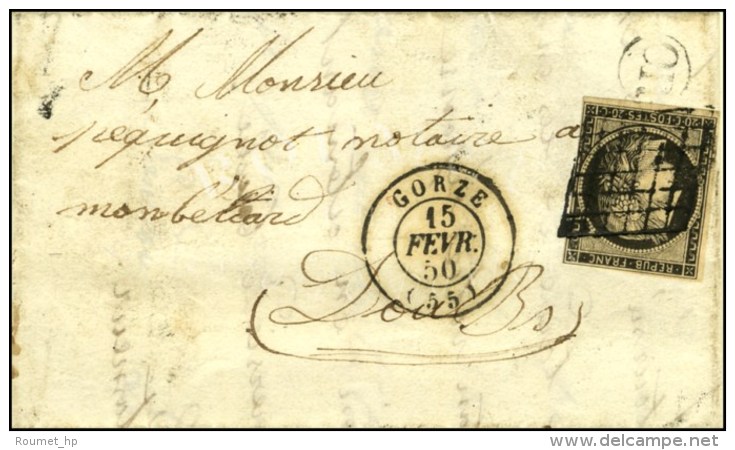 Grille / N° 3 Càd T 15 GORZE (55) OR Sur Lettre Avec Texte Daté D'Ars Sur Moselle Le 14... - 1849-1850 Ceres