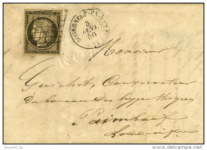 Grille / N° 3 Gris Noir Càd BOURGNEUF-EN-RETZ (42). 1850. Rare Association Dans Un Bureau De 5ème... - 1849-1850 Cérès