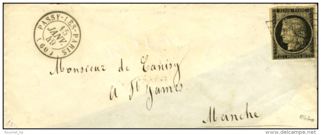 Grille / N° 3 (leg Def) Càd PASSY-LES-PARIS 15 JANV. 49. Superbe Frappe. - TB. - R. - 1849-1850 Ceres