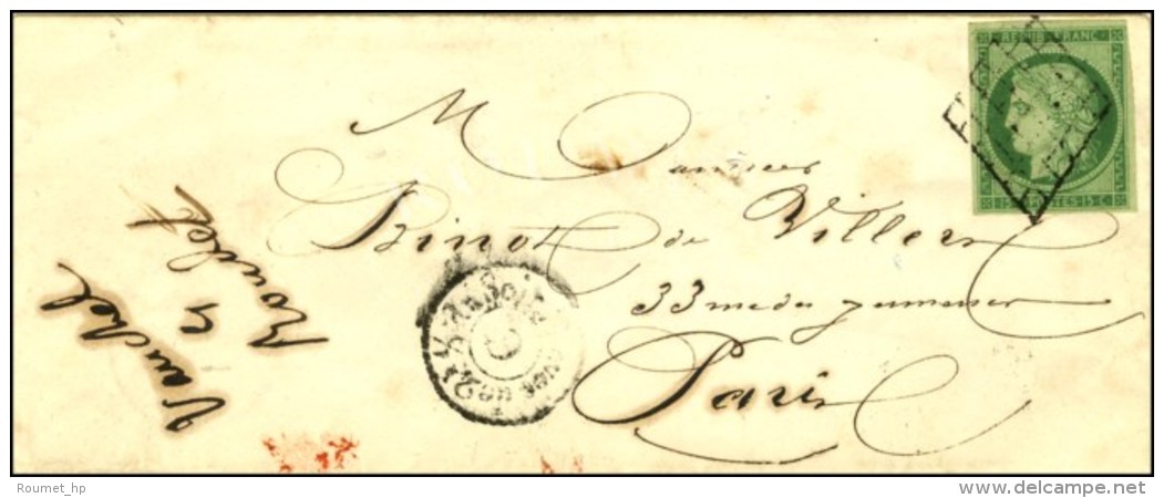 Grille / N° 2 Càd De Levée C Sur Lettre De Paris Pour Paris. Au Veso, Càd D'arrivée... - 1849-1850 Ceres