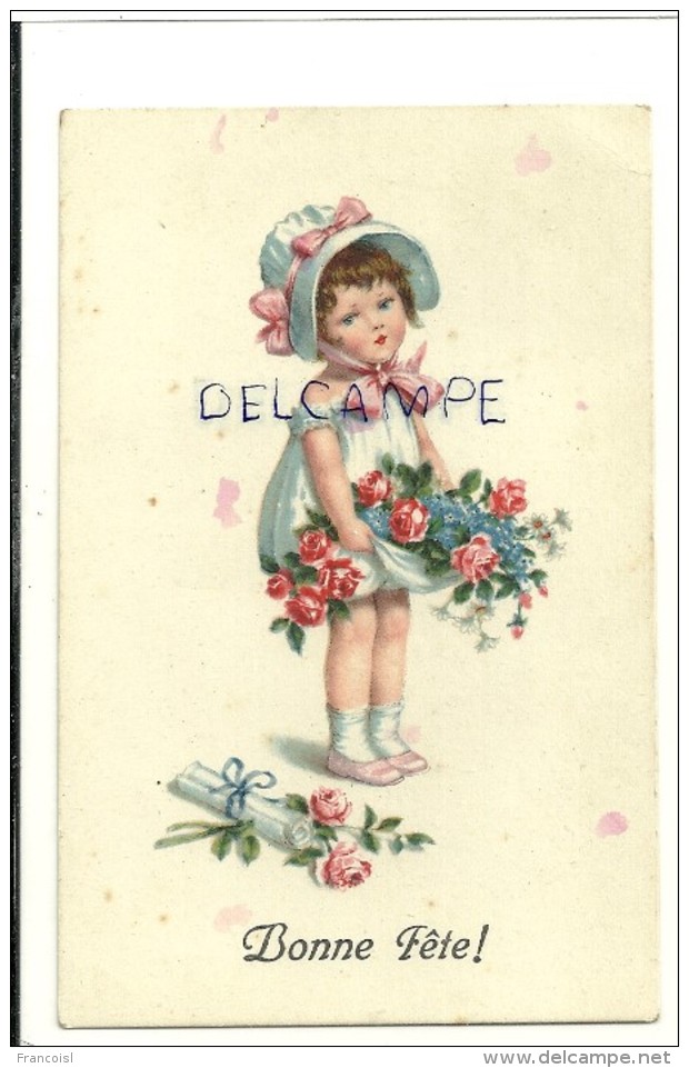 Bonne Fête. Petite Fille, Fleurs, Lettre - Fête Des Mères