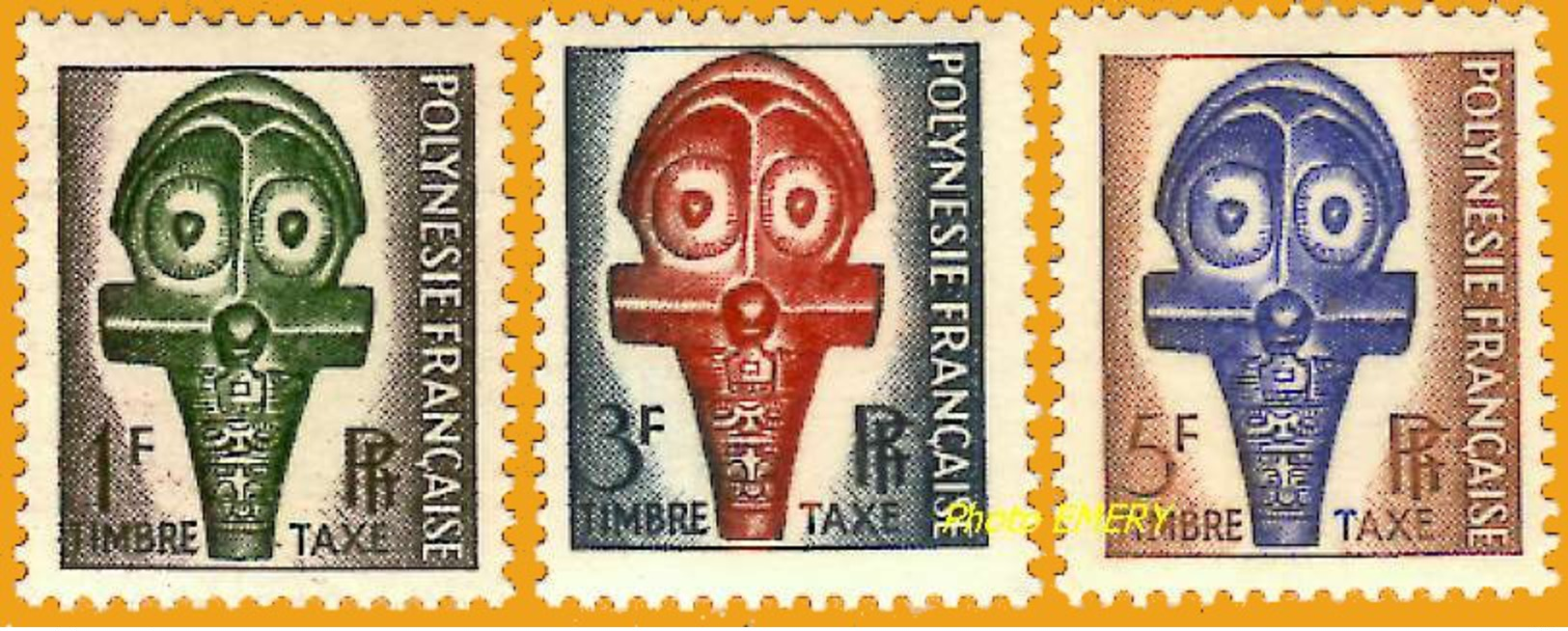 Polynésie **LUXE 1958 Taxe  1 à 3 Série 3v - Timbres-taxe