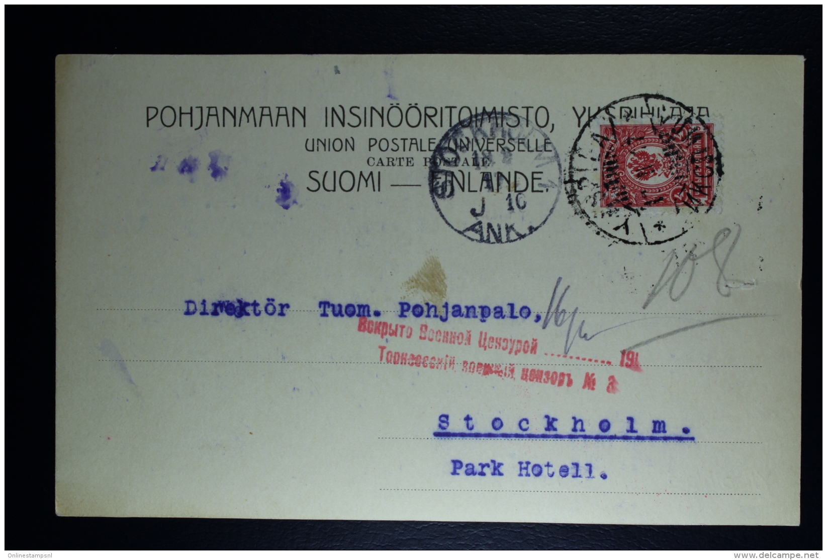Finland:  Card 1917 Ykspihlaja To Stockholm Censored  Tornio 2 Lines Red Nr 3 Used Between 4 And 27 Feb. 1917 - Covers & Documents