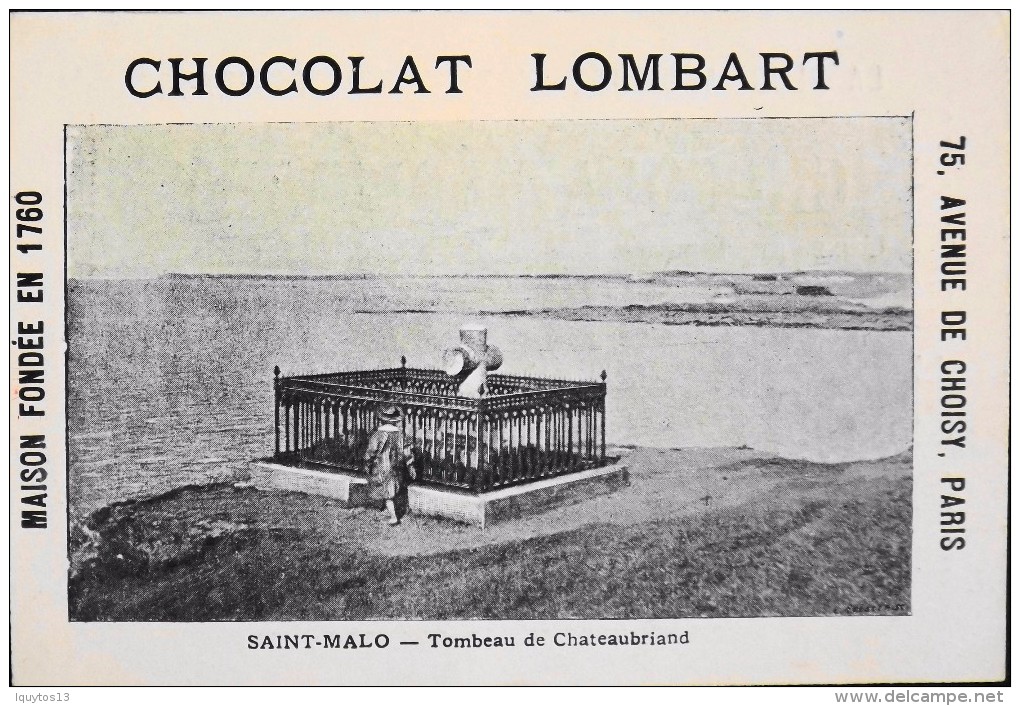 TRES BELLE CHROMO. CHOCOLAT LOMBART - SAINT-MALO - Tombeau De Chateaubriand - En Parfait Etat - - Lombart