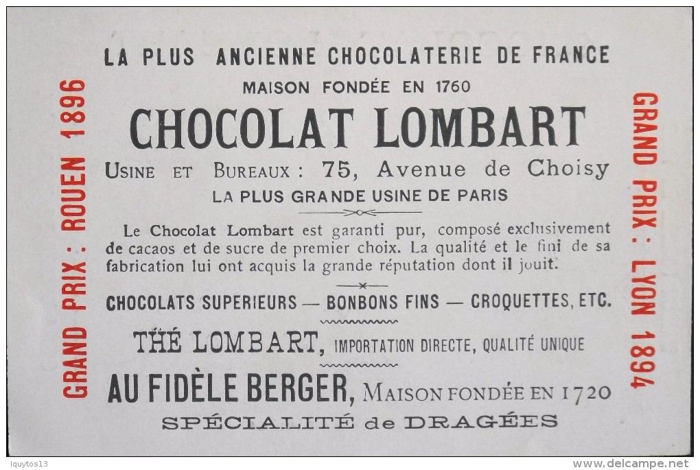 TRES BELLE CHROMO. CHOCOLAT LOMBART - SAINT-MALO - Tombeau De Chateaubriand - En Parfait Etat - - Lombart