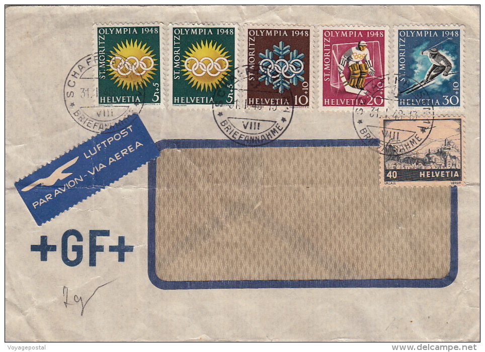 Lettre Luftpost Schaffhausen 1948 Olympia - Briefe U. Dokumente
