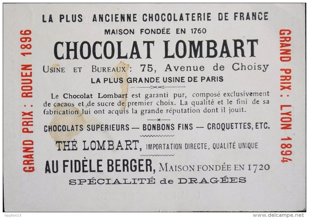 TRES BELLE CHROMO. CHOCOLAT LOMBART - ROME - Villa Médicis Et St-Pierre - En Parfait Etat - Lombart