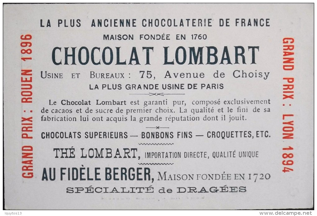 TRES BELLE CHROMO. CHOCOLAT LOMBART - LE PUY - Rocher D'Aiguilhe Et L'Eglise St-Michel - En Parfait Etat - Lombart