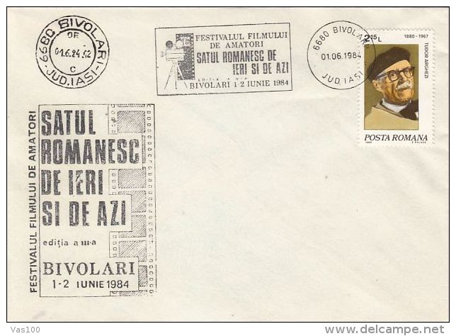 CINEMA, AMATEUR FILM FESTIVAL, TUDOR ARGHEZI STAMP, SPECIAL COVER, 1984, ROMANIA - Cinema