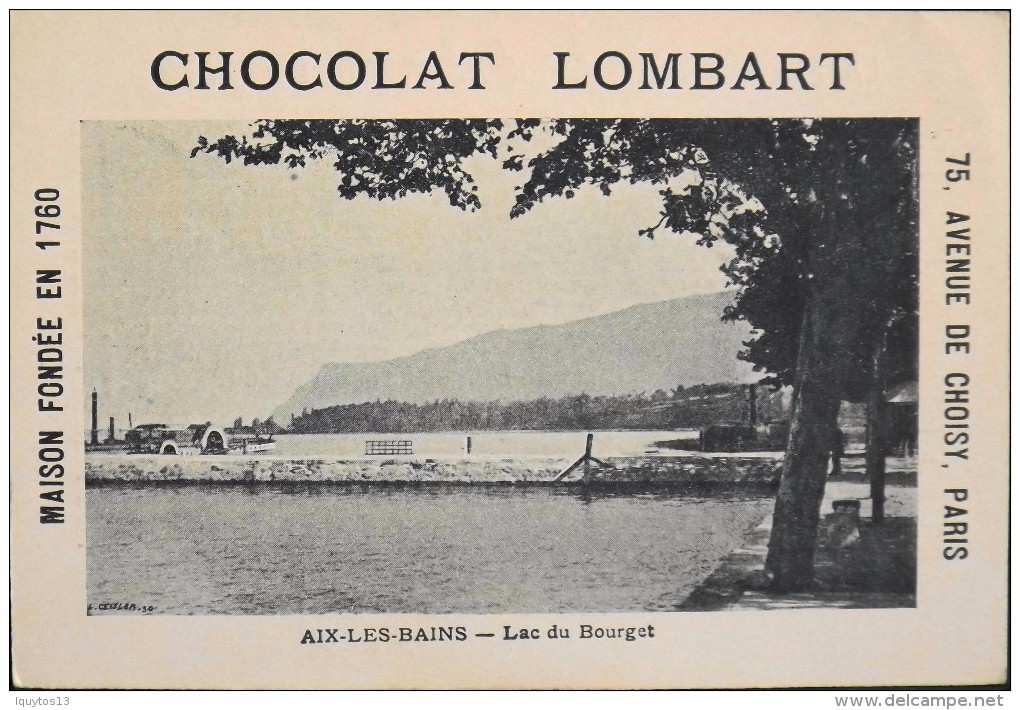 TRES BELLE CHROMO. CHOCOLAT LOMBART - AIX-les-BAINS - Lac Du Bourget - En Parfait Etat - Lombart