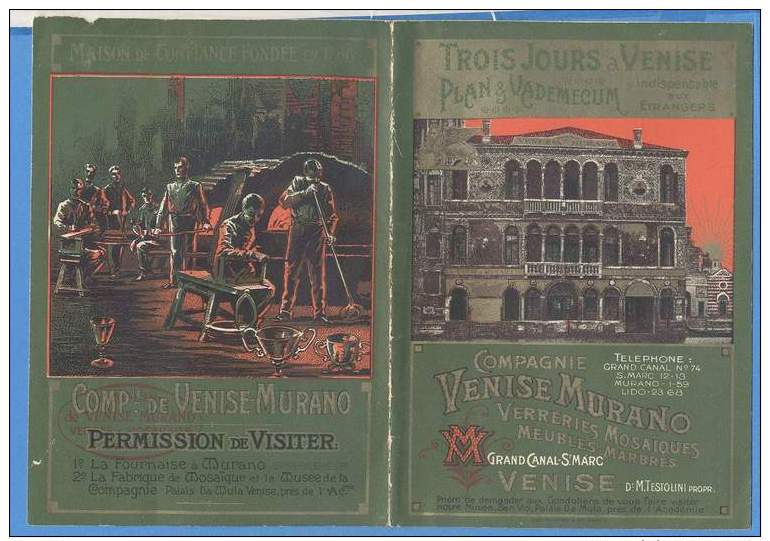 Compagnie De Venise Murano , Cartina Pubblicitaria  Primi 900 - Werbung