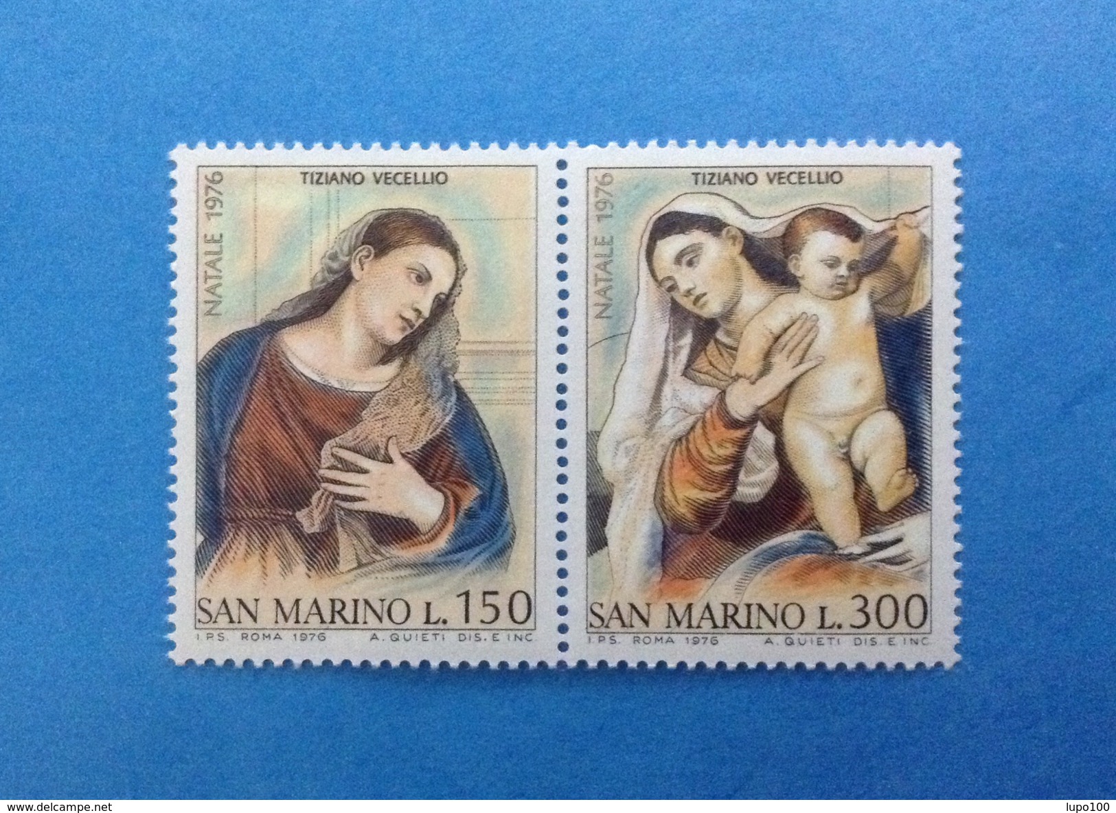 1976 SAN MARINO FRANCOBOLLI NUOVI STAMPS NEW MNH** NATALE DIPINTI DI TIZIANO NOEL CHRISTMAS - Nuovi