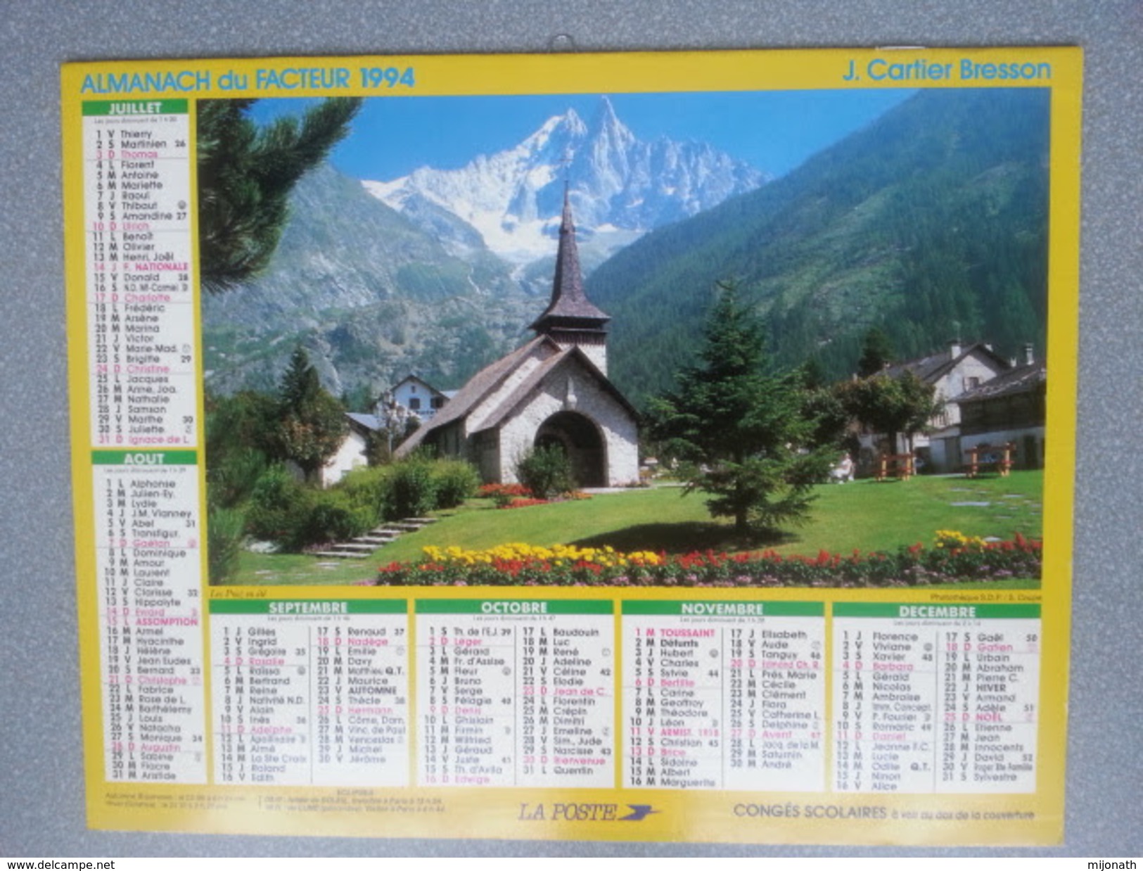 Vp-France-Calendrier 1994 Almanach Du Facteur - La Clusaz - Les Praz En été - Grossformat : ...-1900