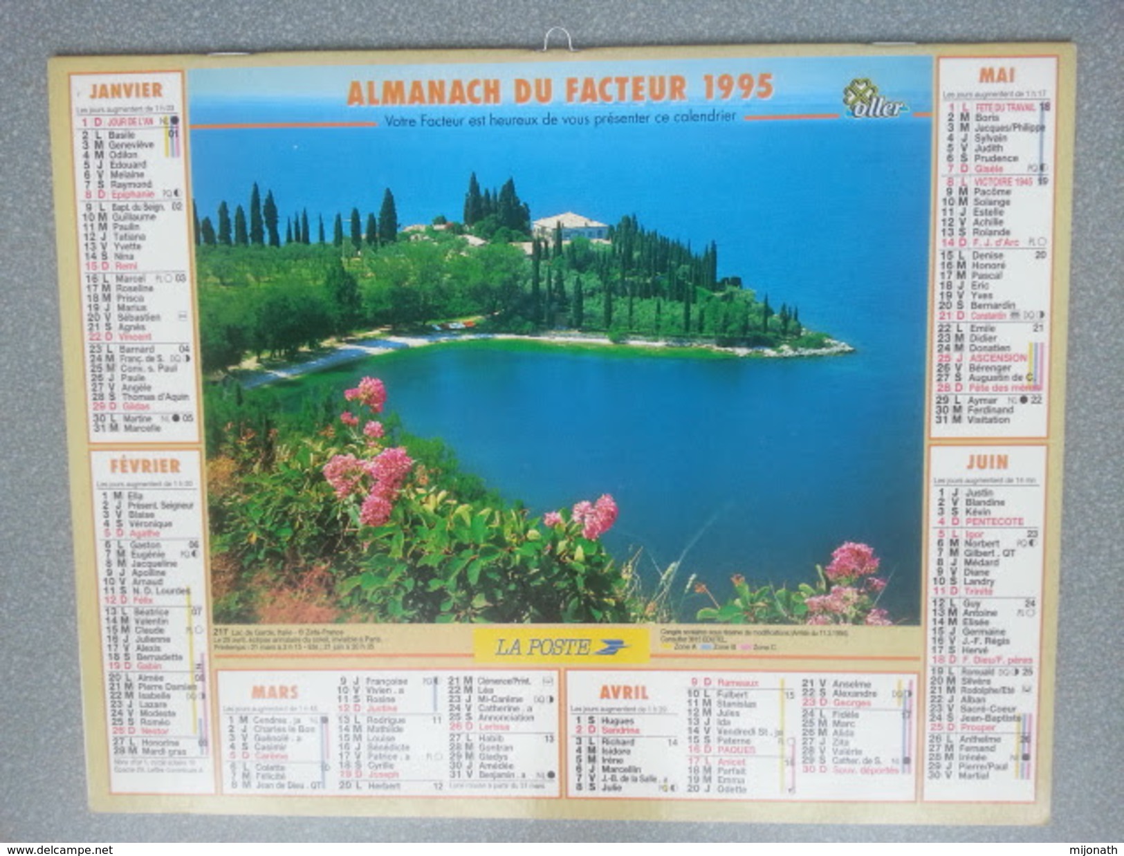 Vp-France-Calendrier 1995 Almanach Du Facteur - Lac De Garde (Italie) - Val De Funes (Italie) - Groot Formaat: ...-1900