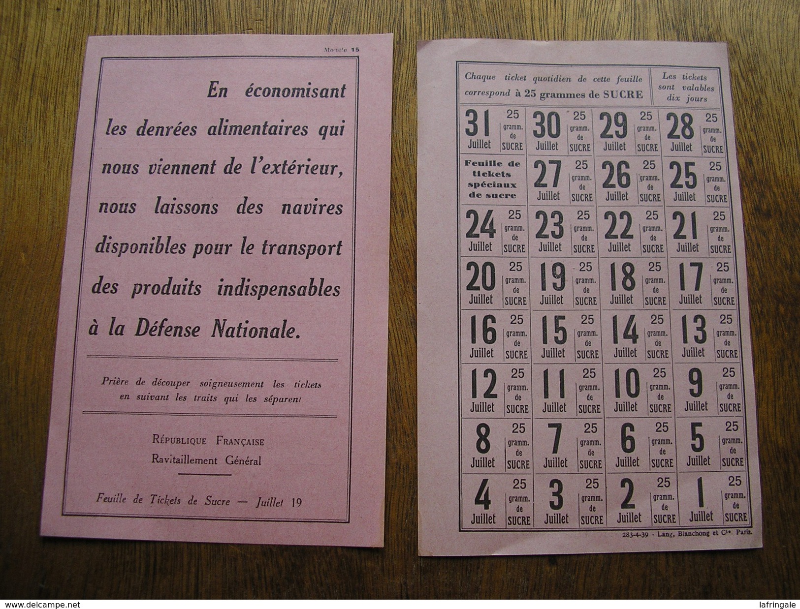 Feuille De Tickets De Ration De 1940,SUCRE - 1939-45