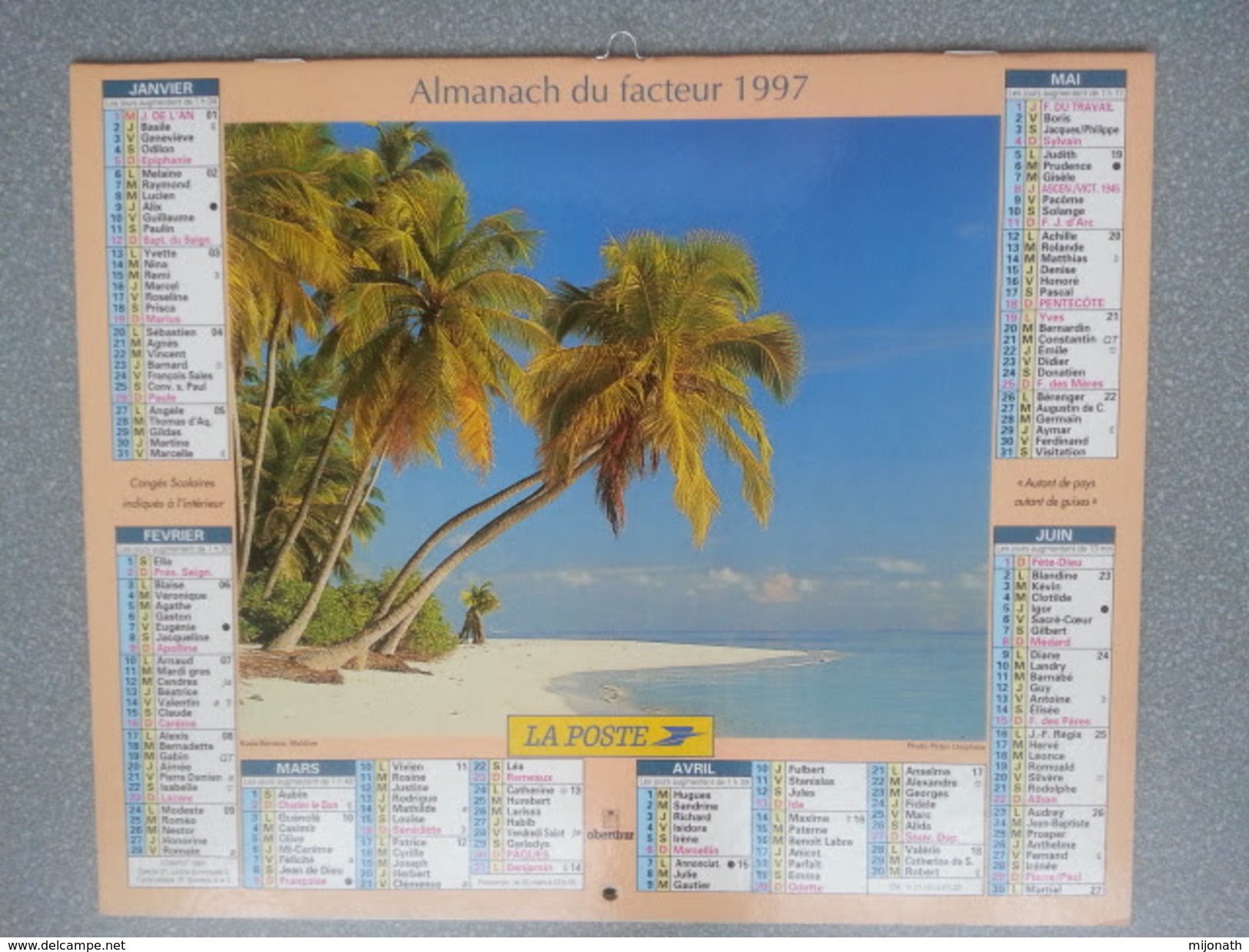 Vp-France-Calendrier 1997 Almanach Du Facteur - Kuda Bandos (Maldive) - Grossformat : ...-1900