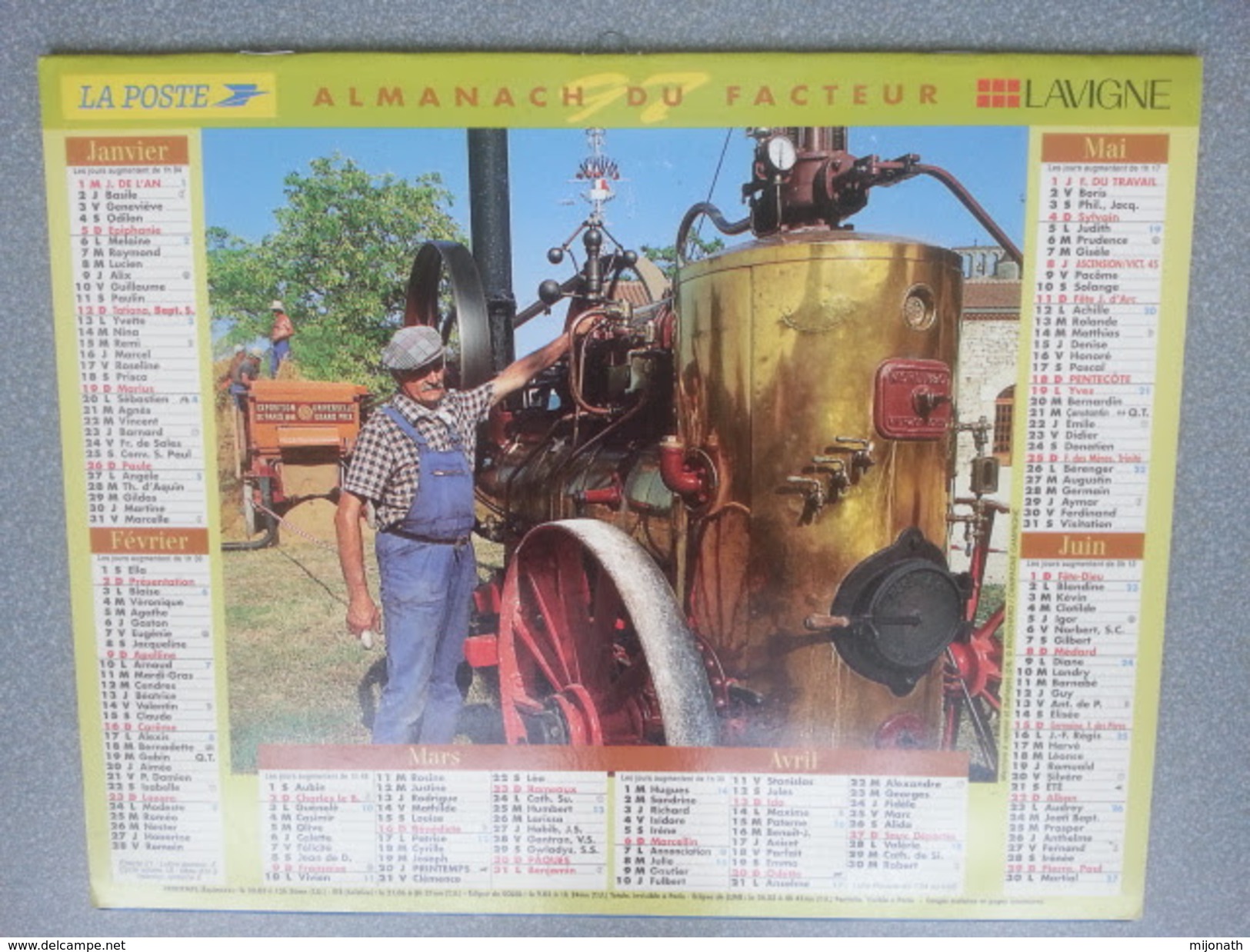 Vp-France-Calendrier 1997 Almanach Du Facteur - Vendanges - Groot Formaat: ...-1900