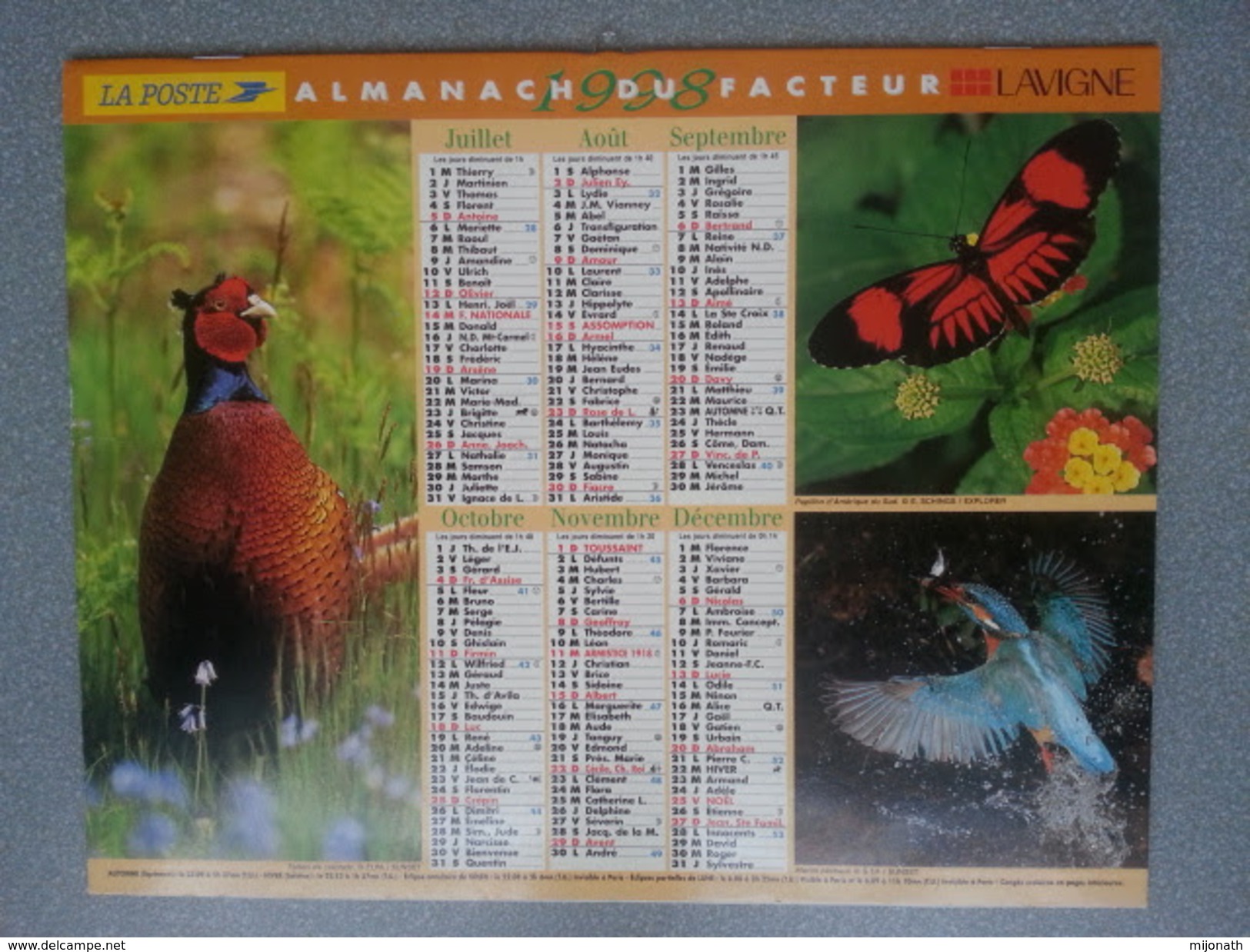 Vp-France-Calendrier 1998 Almanach Du Facteur - Animaux - Groot Formaat: ...-1900