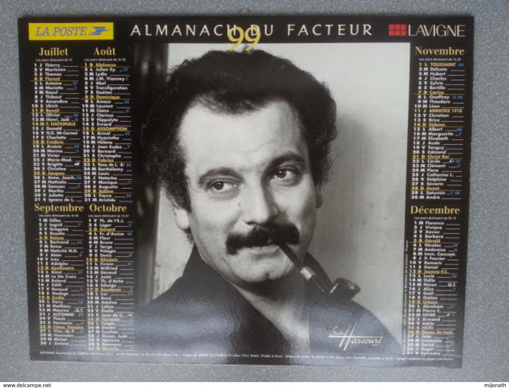 Vp-France-Calendrier 1999 Almanach Du Facteur - Juliette Gréco - Georges Brassens - Big : ...-1900