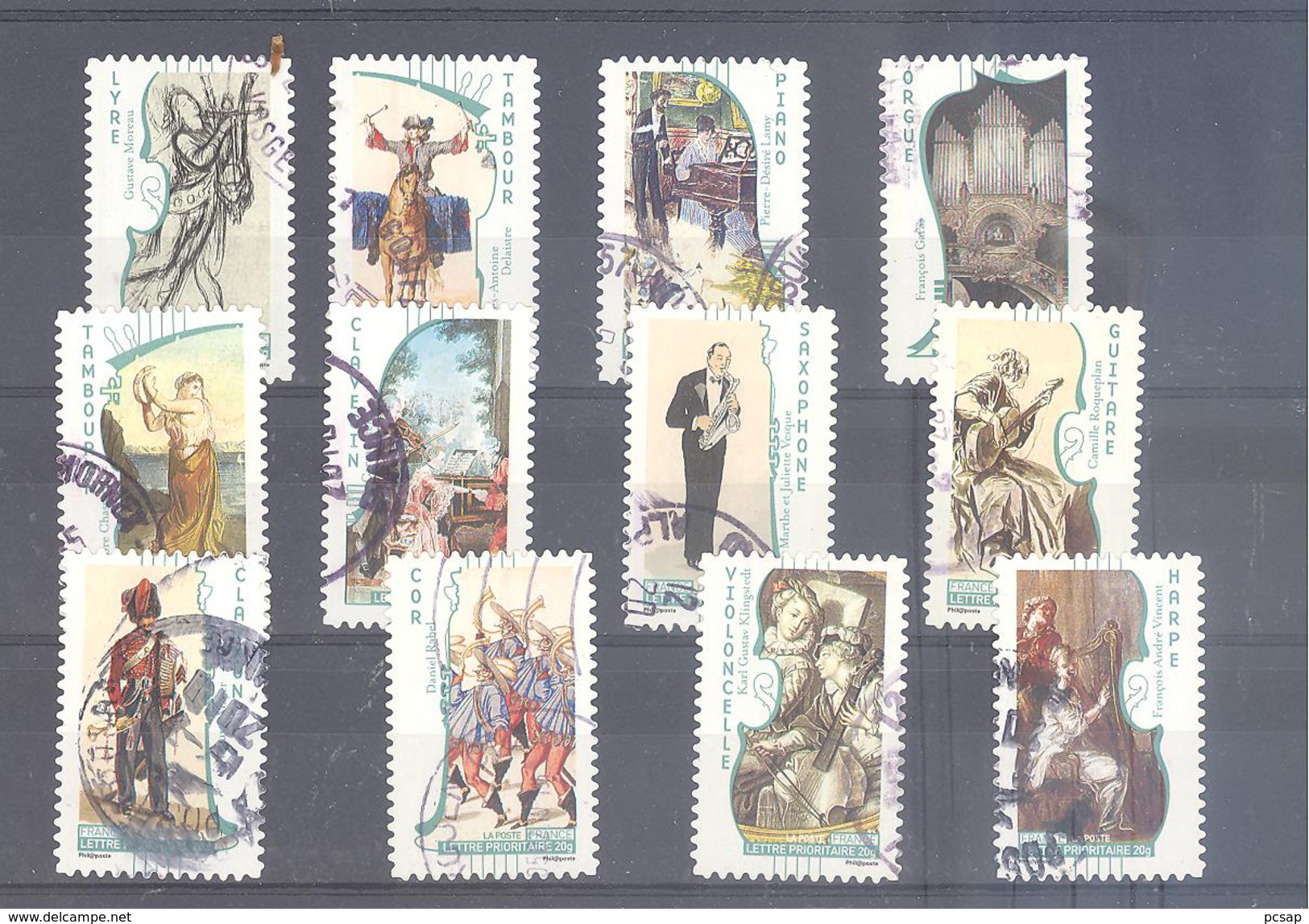 France Autoadhésifs Oblitérés N°390 à 401 (Série Complète : La Musique) (cachet Rond) - Used Stamps