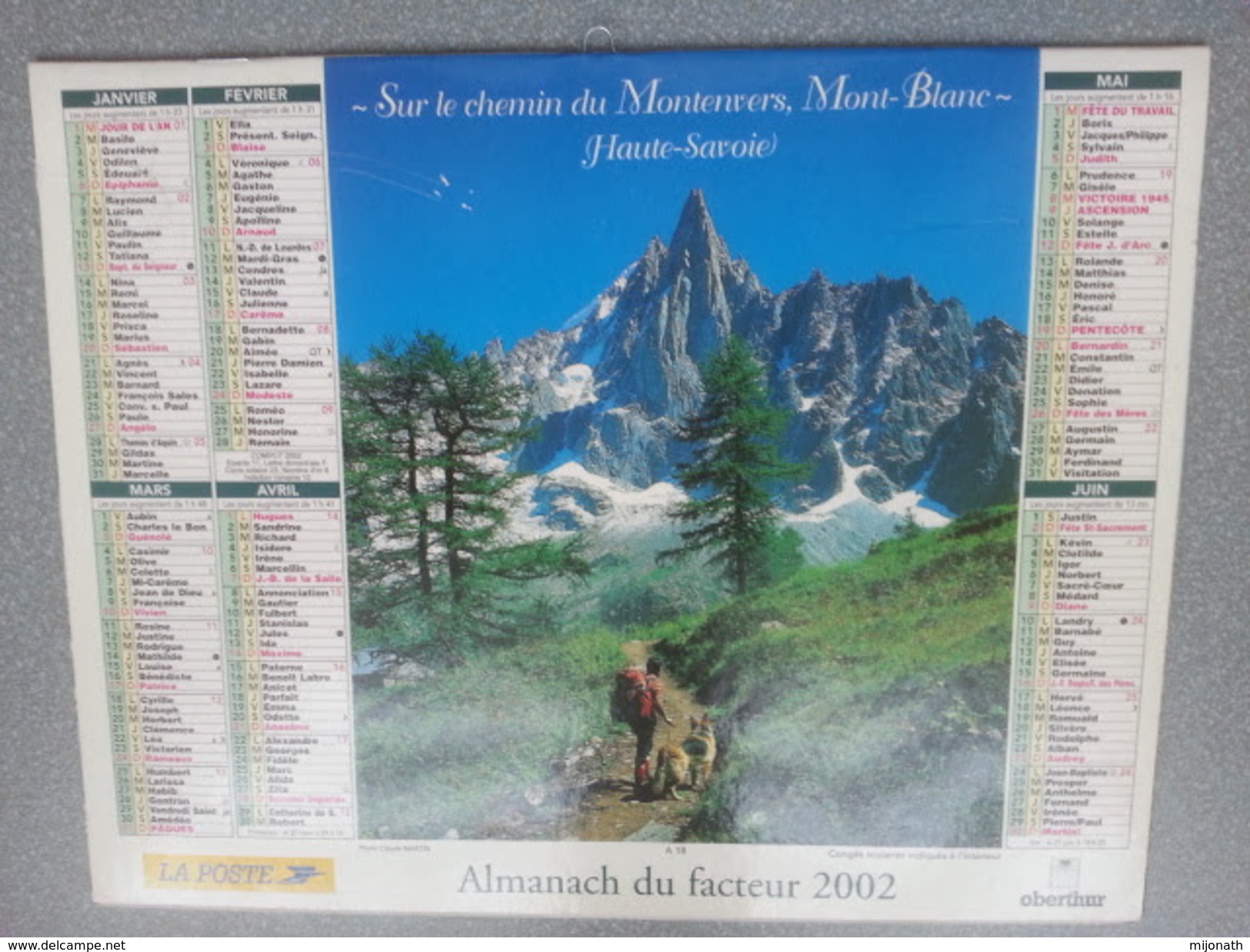 Vp-France-Calendrier 2002 Almanach Du Facteur - Mont Blanc - La Ciotat - Groot Formaat: ...-1900