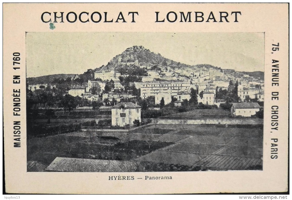 TRES BELLE CHROMO. CHOCOLAT LOMBART - HYERES - Panorama - En Parfait Etat - Lombart