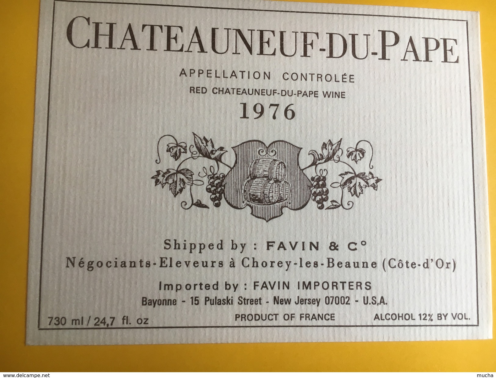 2496 -  Châteauneuf-du-Pape Etiquette Pour Export USA - Côtes Du Rhône