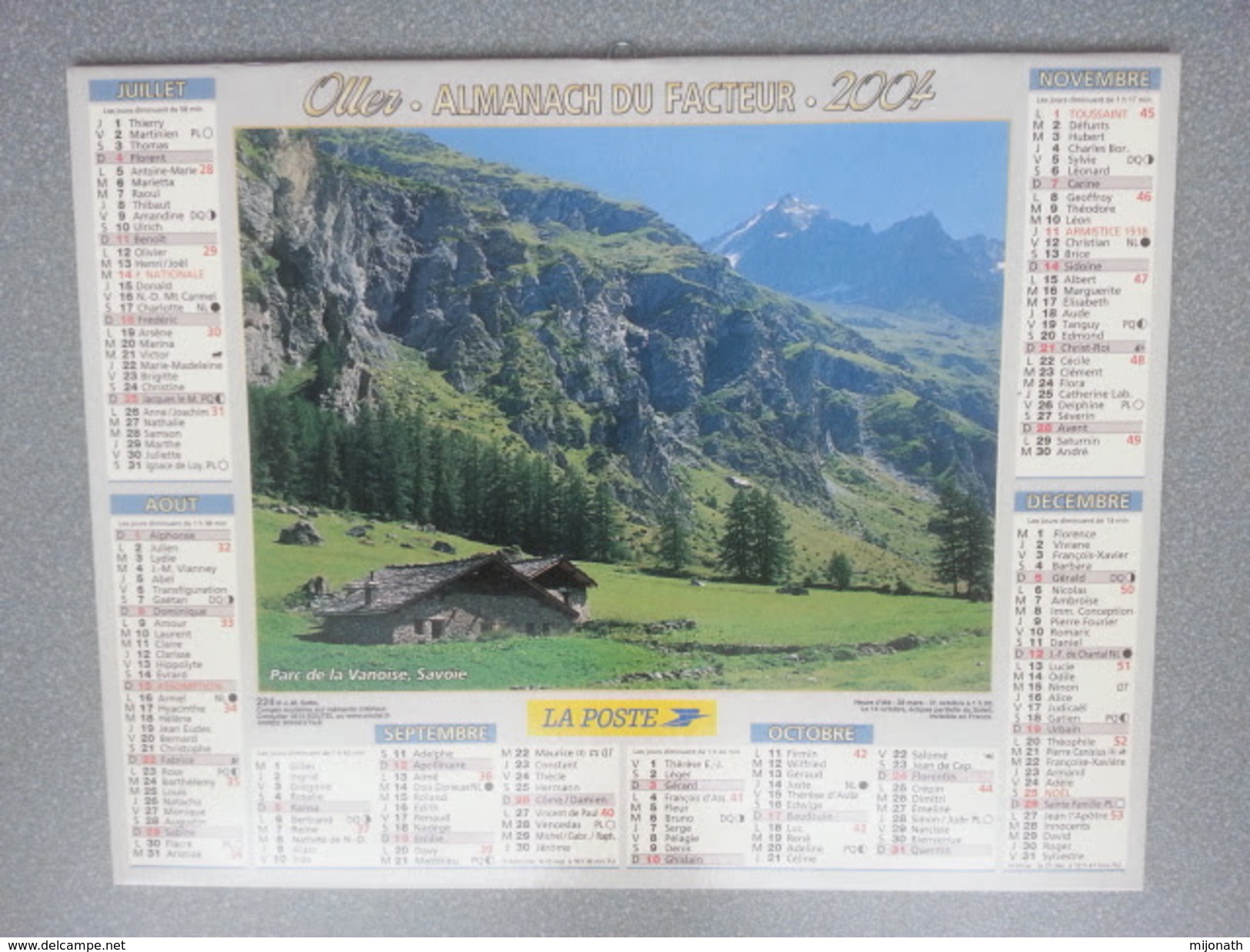 Vp-France-Calendrier 2004 Almanach Du Facteur - Eglise De Foncouverte - Parc De La Vanoise - Tamaño Grande : ...-1900