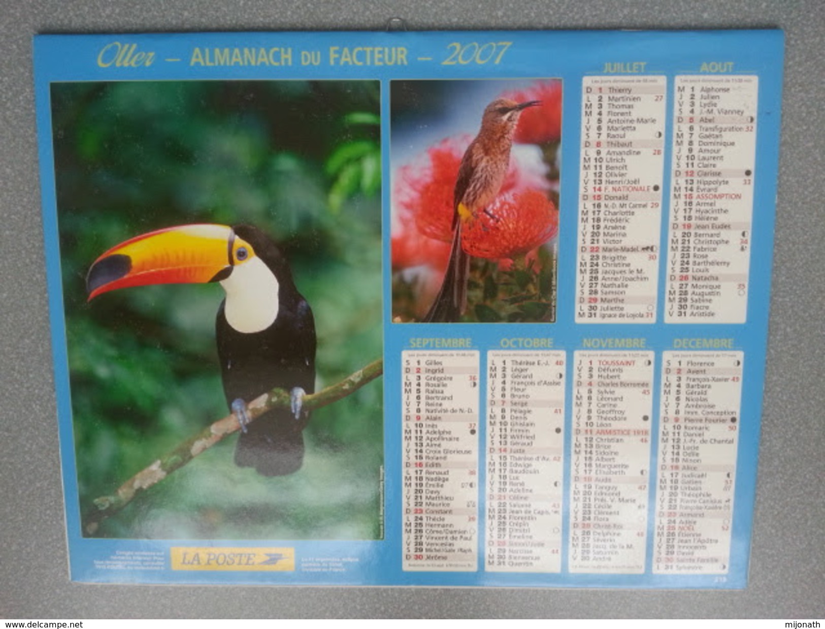 Vp-France-Calendrier 2007 Almanach Du Facteur - Oiseaux Exotiques - Grand Format : ...-1900