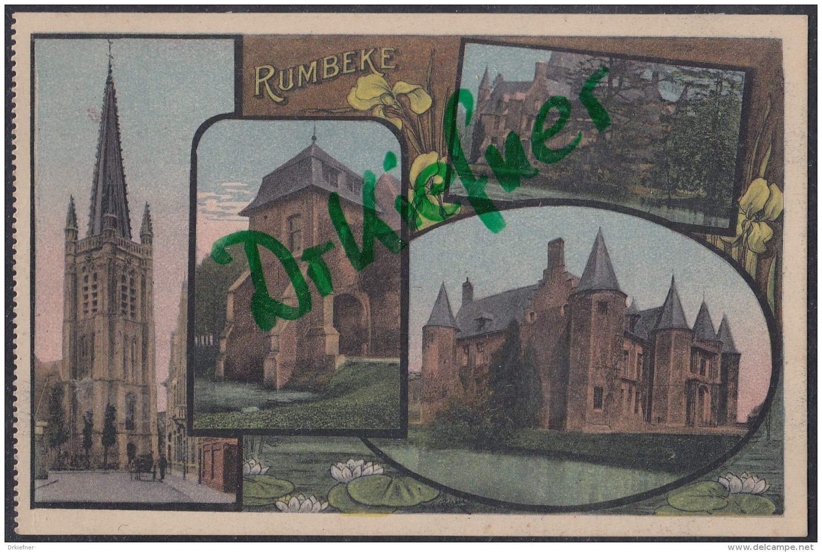 RUMBEKE, Westflandern, Schloss, Kirche, Um 1908 - Castles