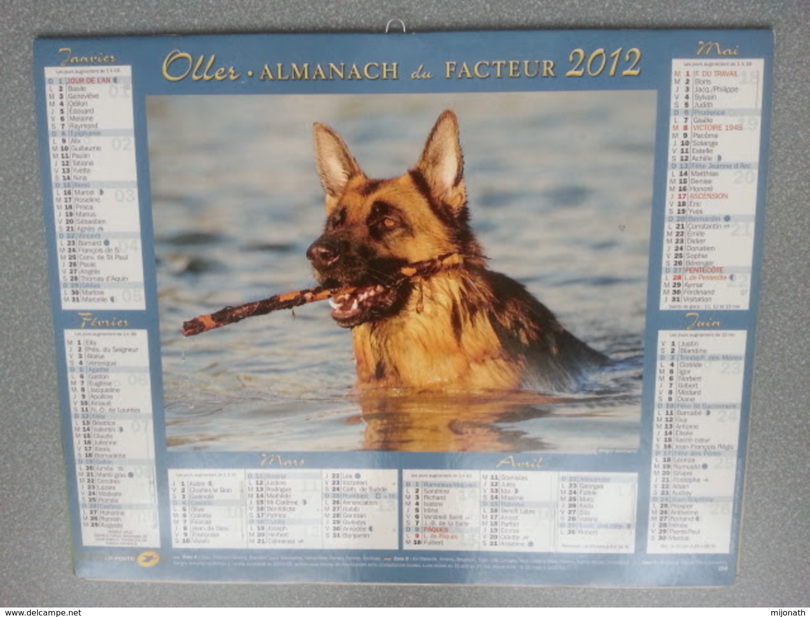 Vp-France-Calendrier 2012 Almanach Du Facteur - Berger Allemand - Golden Retriever - Big : ...-1900