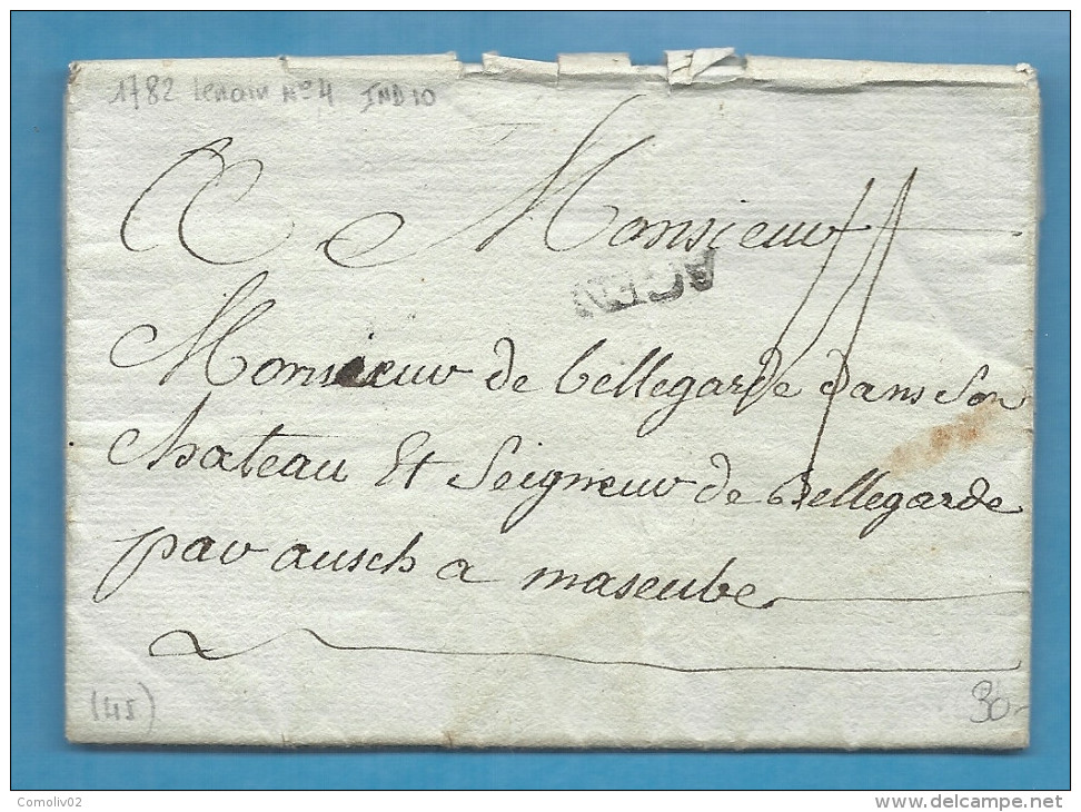 Lot Et Garonne - Agen Pour Le Seigneur De Bellegarde Par Auch à Masseube (Gers). MP Lenain N°4. LAC De 1782 - 1701-1800: Précurseurs XVIII