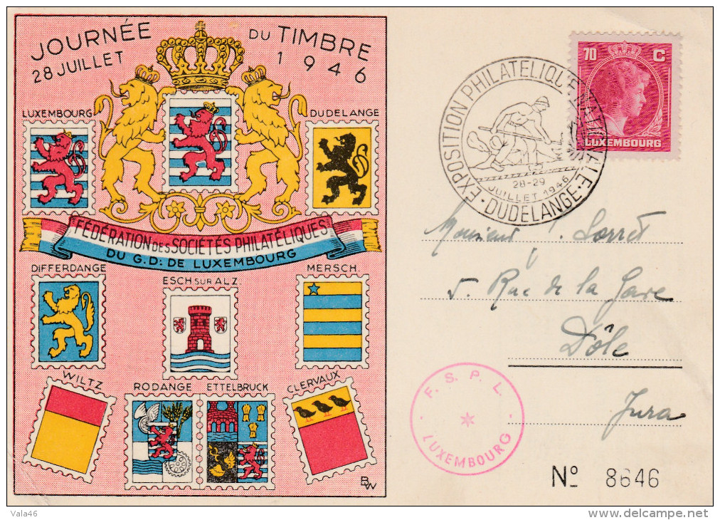 LUXEMBOURG   PERIODE 1940/1950  LETTRE  DOCUMENT  N° 342 OBLITERE GRAND FORMAT  DUDELANGE - Covers & Documents